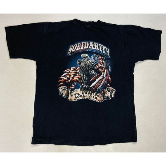 Mail Handlers Local 318 Union Solidarity Eagle Graphic Pocket T-shirt Men Large - Picture 1 of 6